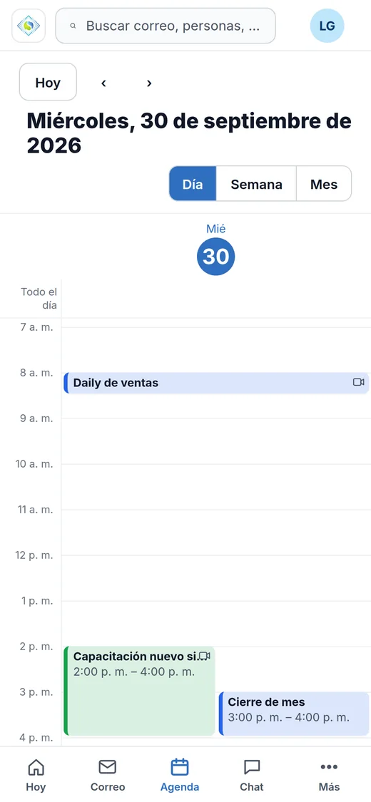 Agenda del día en el celular